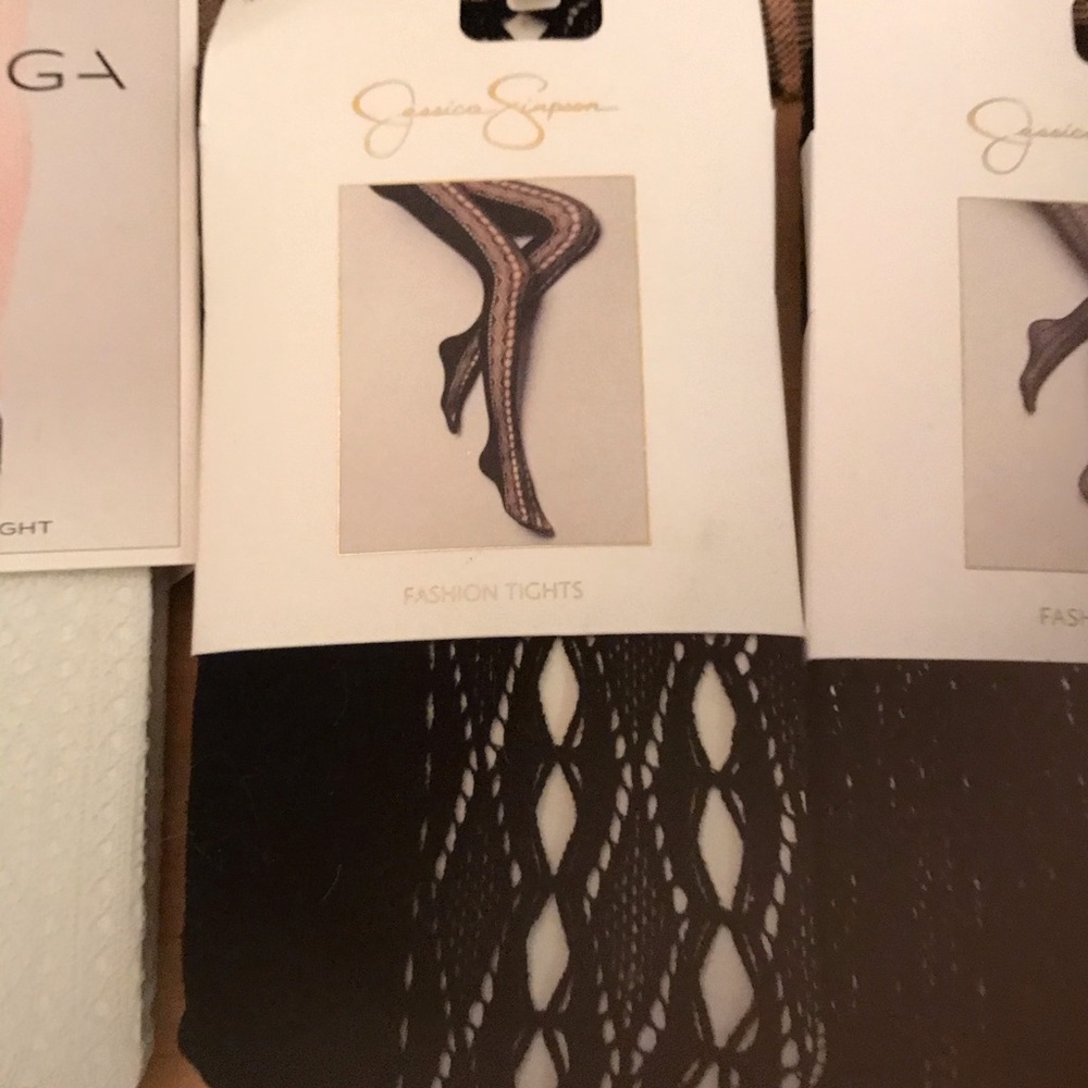 NEW Jessica Simpson patterned black tights SZ M/T